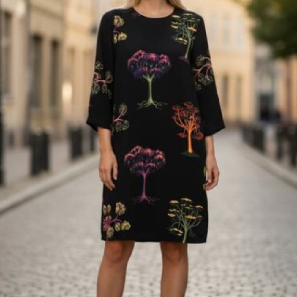 STELLA MCCARTNEY Psychedelic Tree Black/Multi Mini Dress Size 36 $700